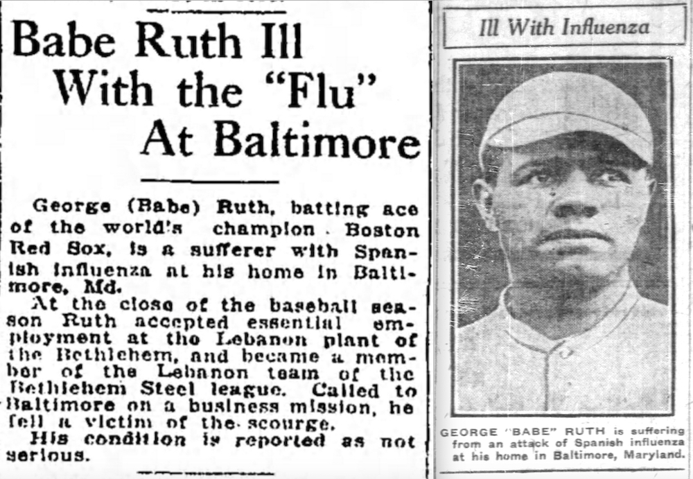 Babe Ruth caught the 1918 flu twice: an excerpt from War Fever.